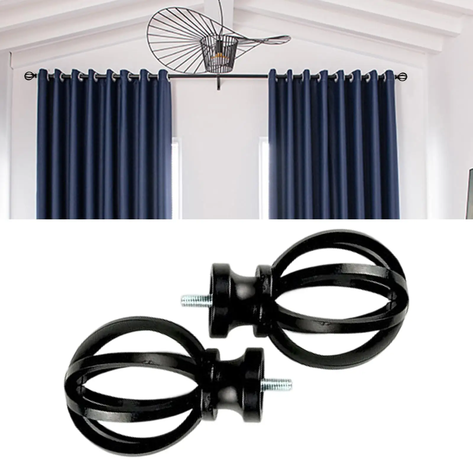 2x Cage Curtain Rod Finials 5/8 inch Diameter Decoration Hardware Vintage Drapery Rod Finials for Living Room Home Office