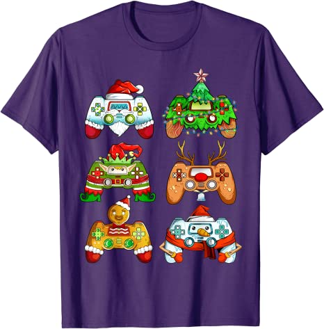Weihnachten Santa Elf Gaming Controller Schneemann Jungen Kinder Gamer T-Shirt Geschenke spielen Videospiel Urlaub T-Shirt Weihnachten Urlaub y2k Tops – Detail 9