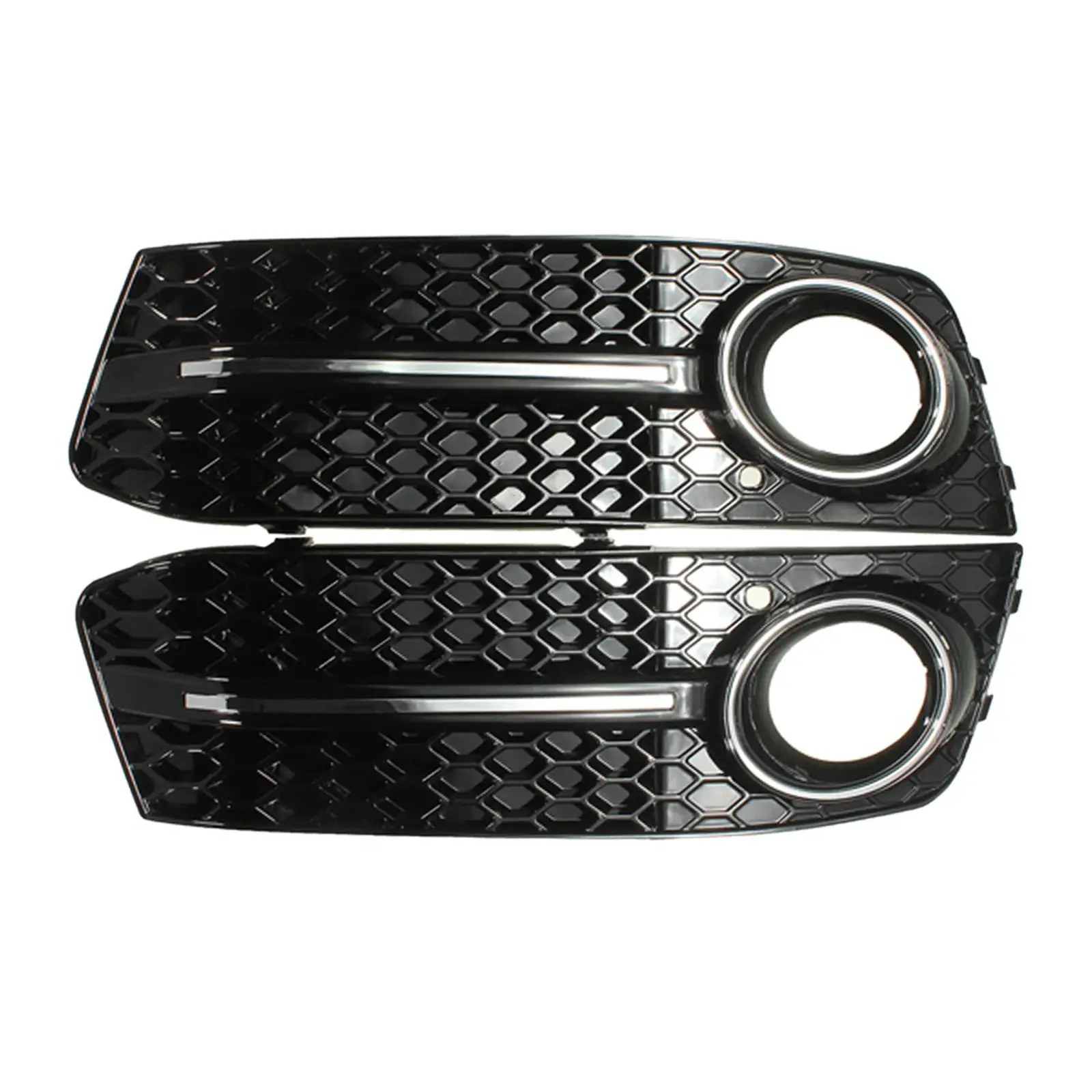 2Pcs Fog Light Grille 8K0807681 Glossy Black for A4 B8 Replace Parts
