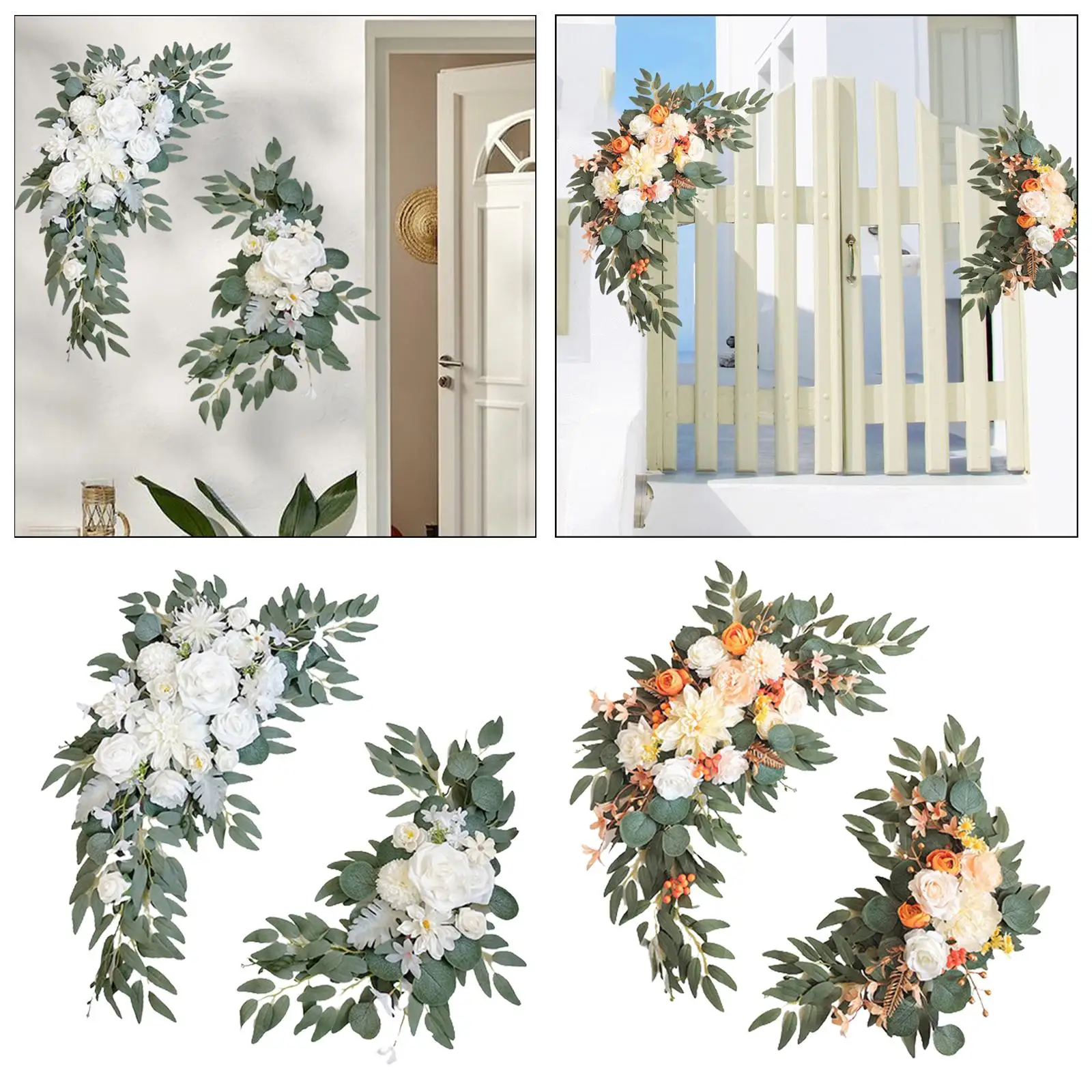 Artificial Wedding Arch Flowers Set Floral Wreath Rose Flower Swag Lifelike for Front