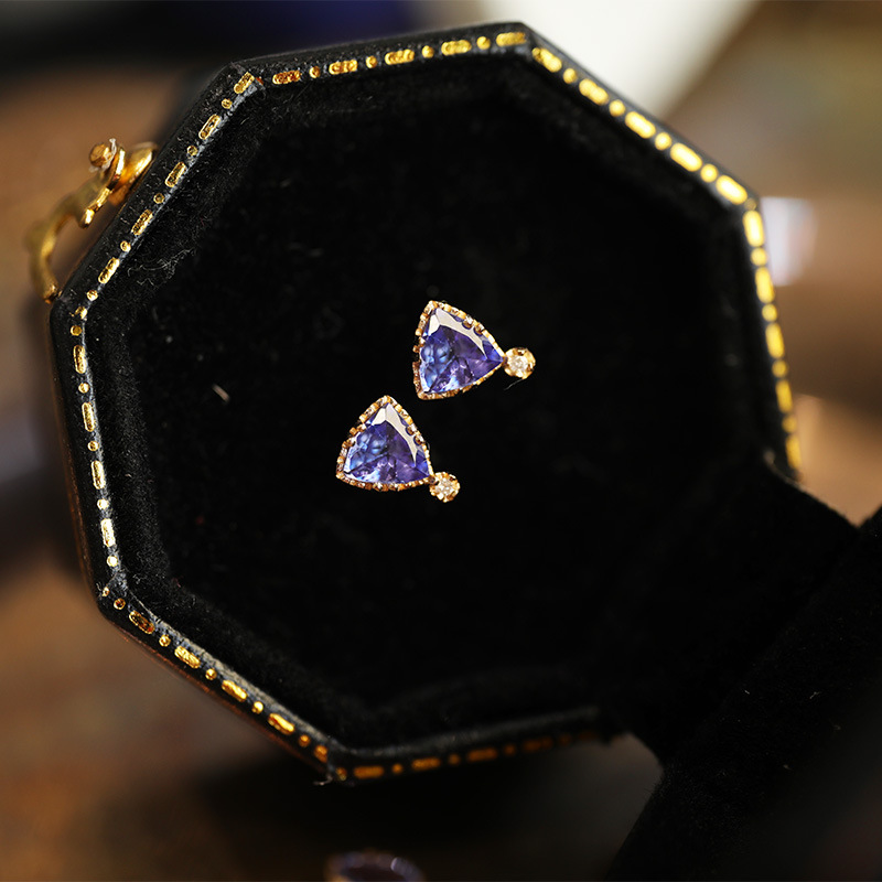 Itsmos künstliches Tansanit Dreieck s925 Sterling Silber Ohrringe 14 Karat vergoldete Zirkon Ohrringe Luxus schmuck für Frauen – Detail 14