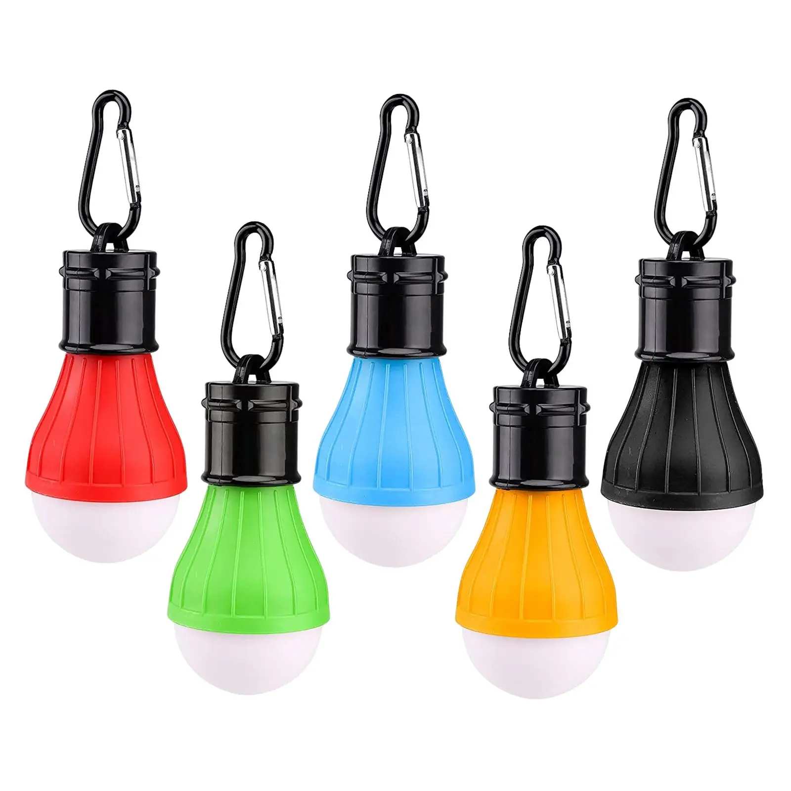 5Pcs Camping Lantern Light Tent Lamp Waterproof 3 Modes with Carabiner Clips Hanging Battery Powered for Car Repairing Indoor