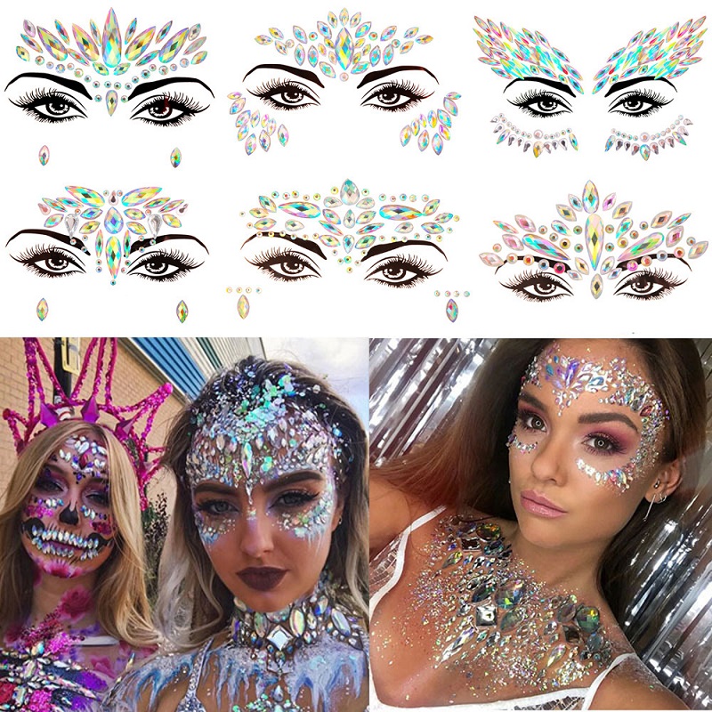 Best of 3D Rhinestone Bright Face Stickers For Festival Glitter Makeup Jewelry Sticker On Face Crystals Gems Jewels Diamonds Decoration Reviews & Tips