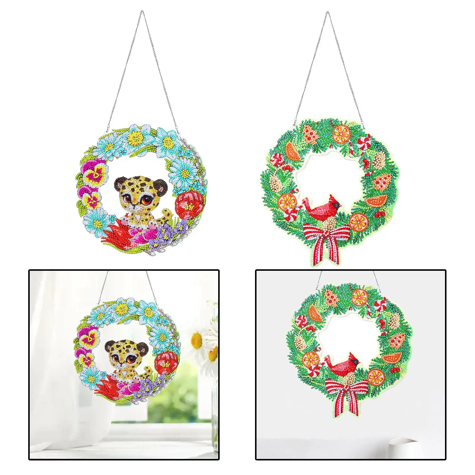 DIY Diamond Painting Wreath Kit Round Painting by Numbers Kit Holiday Gifts