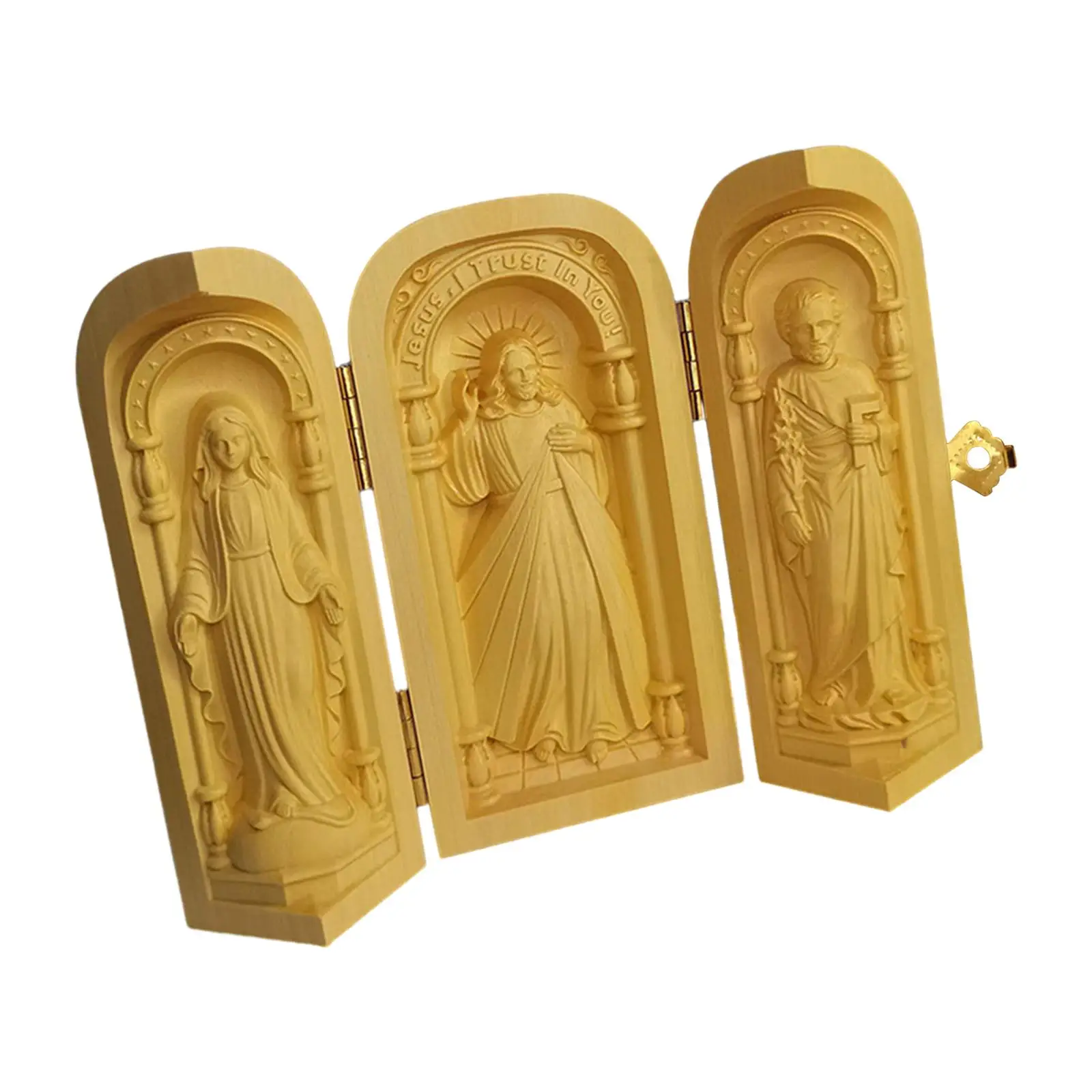 Wood Carving Ornaments Small Catholic Religious Ornament Sculpture Catholic Relics for Table Home Bedroom Office Catholic