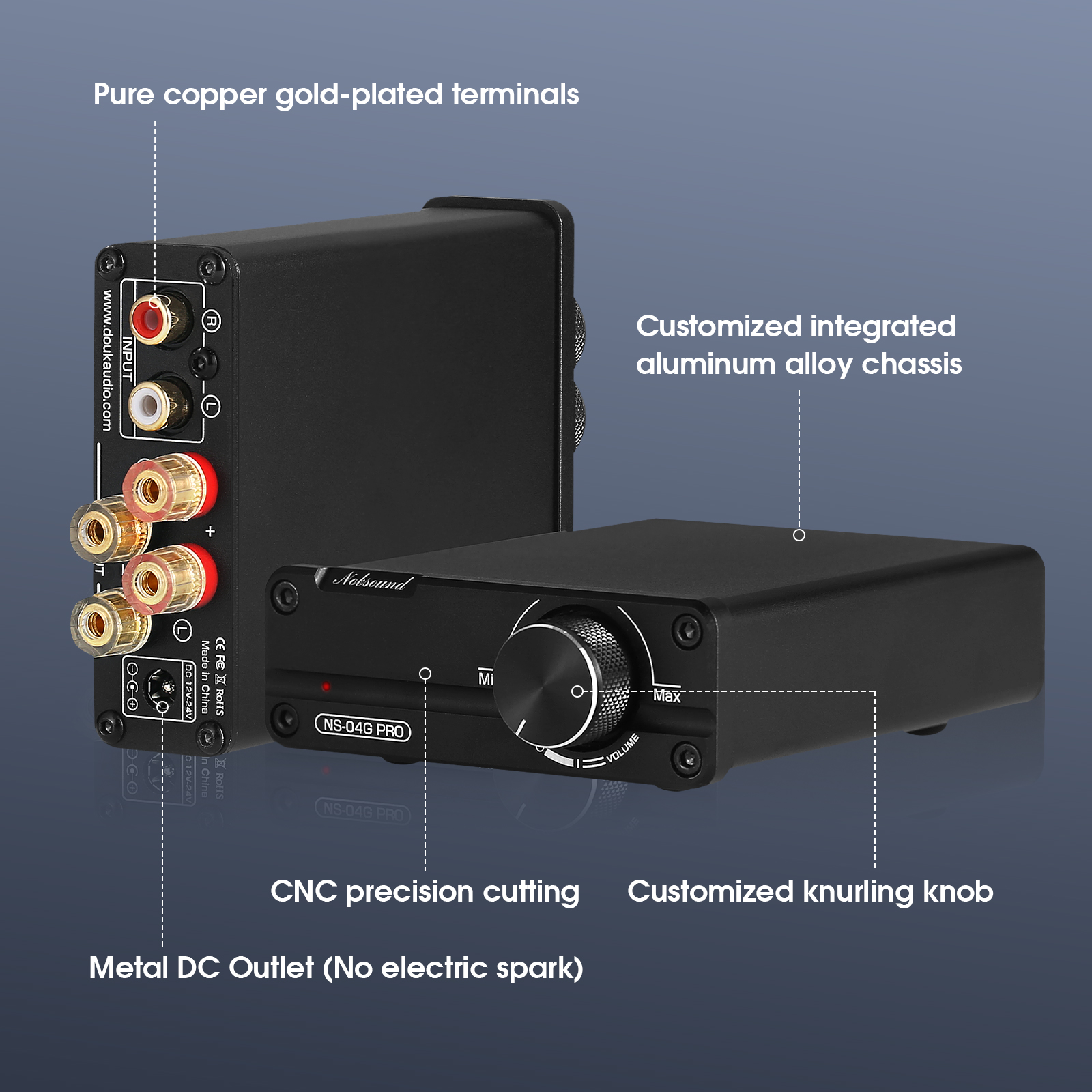 Douk Audio NS-04G PRO HiFi 2.0 Kanal Mini Klasse D TPA3116 Digitalverstärker Stereo-Audioverstärker 100 W * 2 für Lautsprecher – Detail 3