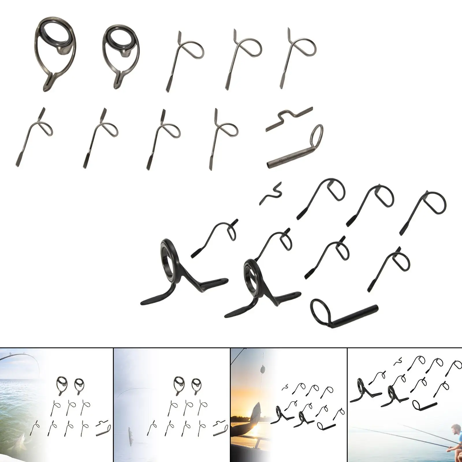 11 Pieces Fly Rod Guides Set Accessories Tip Hook Fly Fishing for Fishing