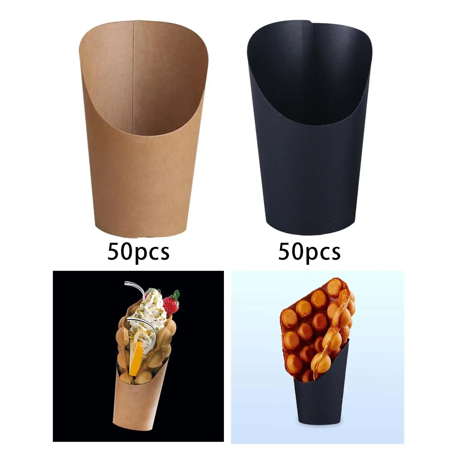 Egg Waffle Paper Cup Kraft Paper Cups Holder Thickened for Food Trays Store