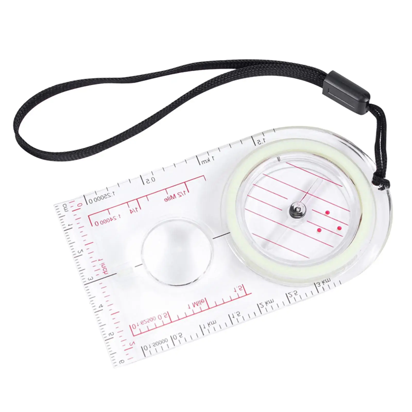 Orienteering Compass with Scale Lanyard Movement Strong Outdoor Luminous Compass for Camping Backpacking Reading