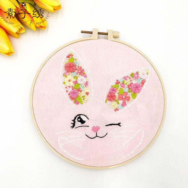 Cute Cat Embroidery Kit DIY Needlework Stick Figure Needlecraft for  Beginner Cross Stitch Artcraft(With Hoop)