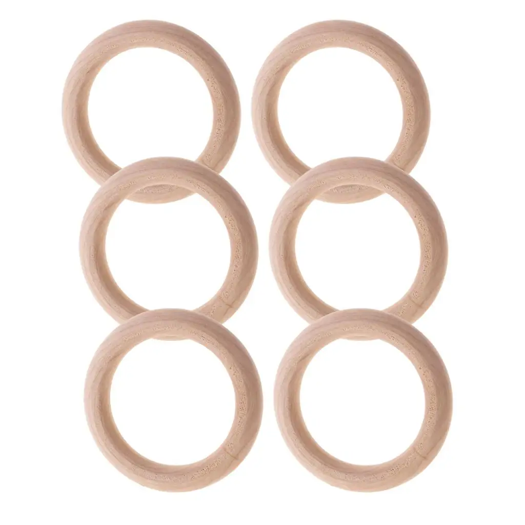 6 Pieces67mm Dia Novelty Natural Unfinished Wooden Bangle Bracelet painting Craft