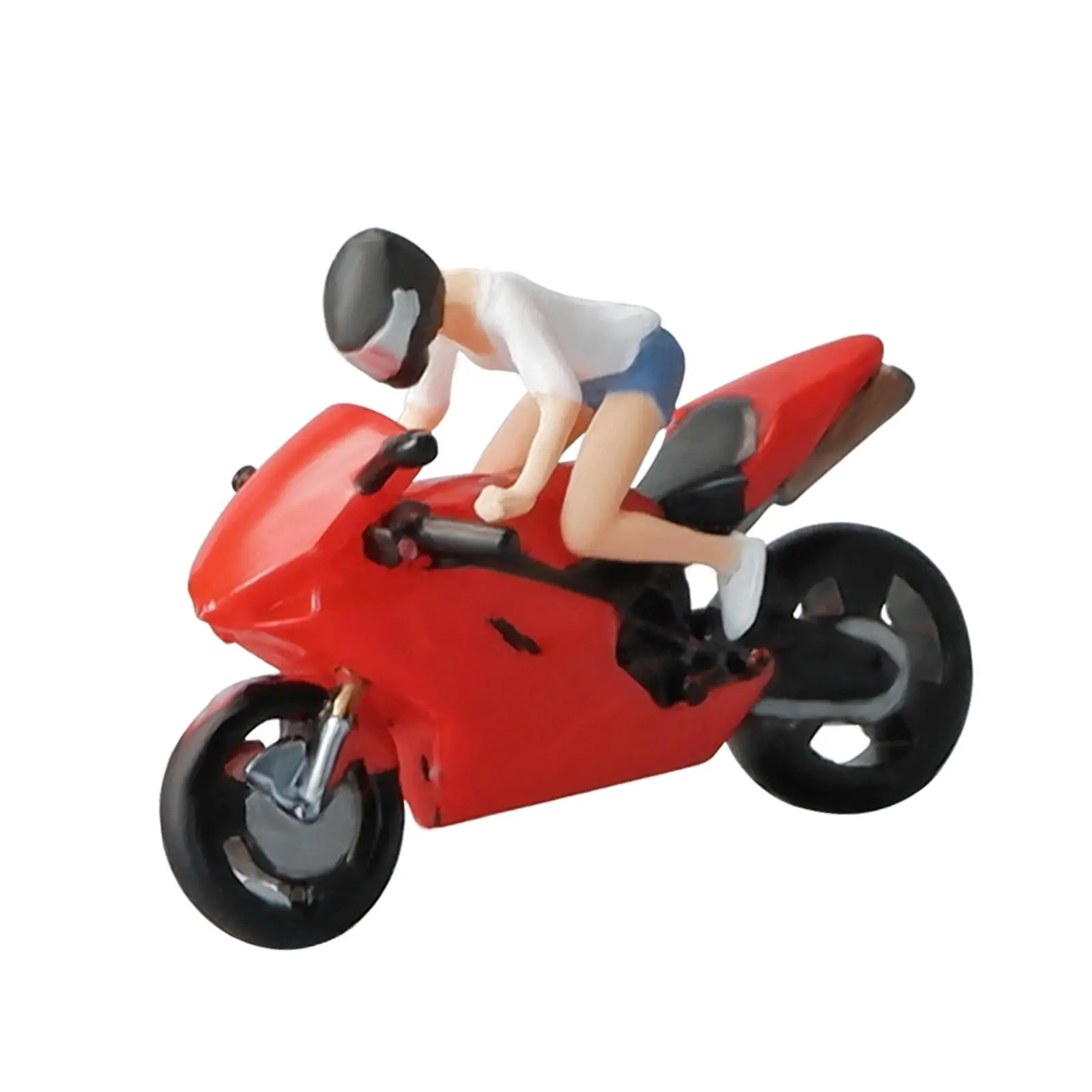 Miniature Model Figures Photography Props Ornament 1/64 Motorcycle and Figures Model Miniature Scenes Decor Desktop Ornament