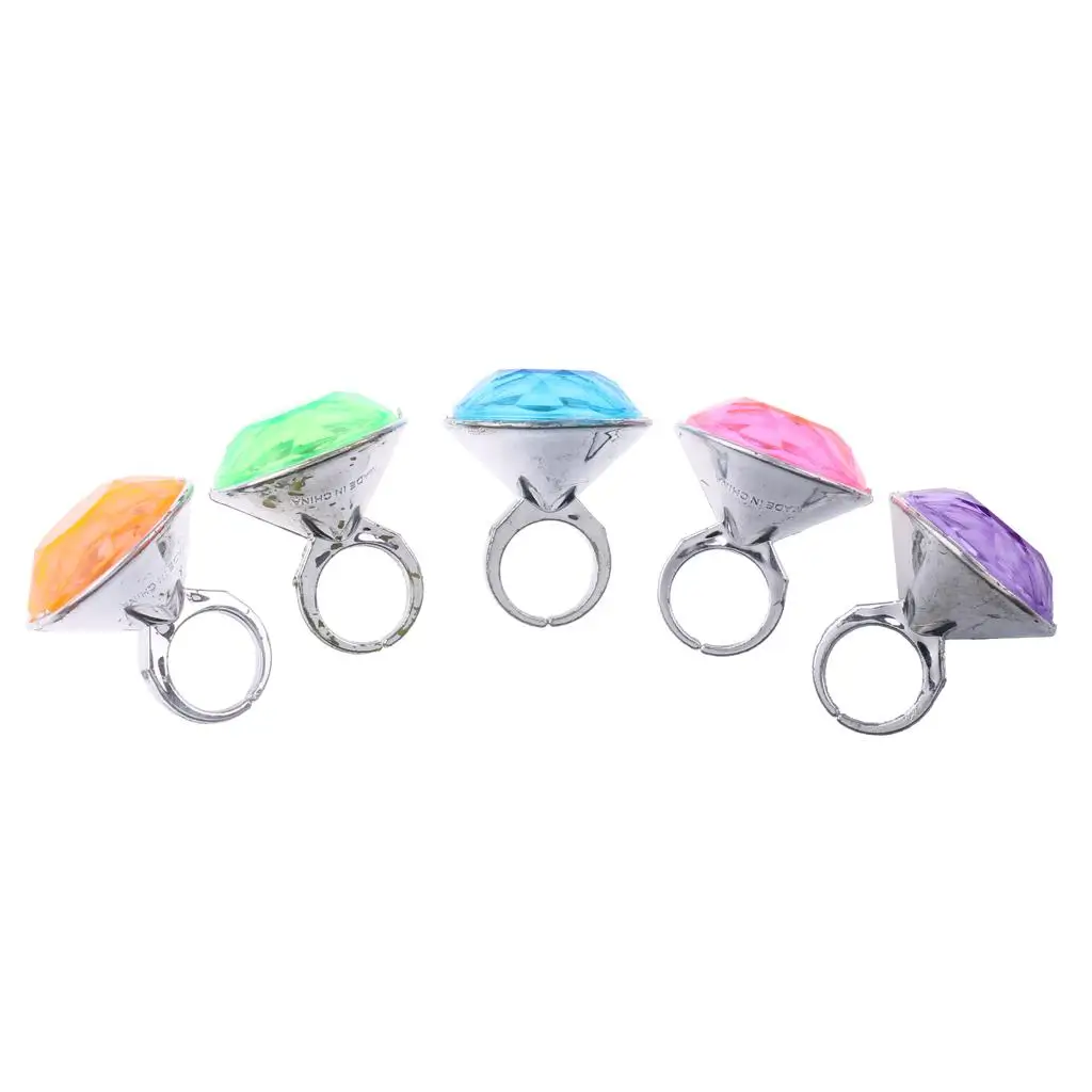 5x children`s rings toy jewelry rings children`s jewelry fake diamond rings