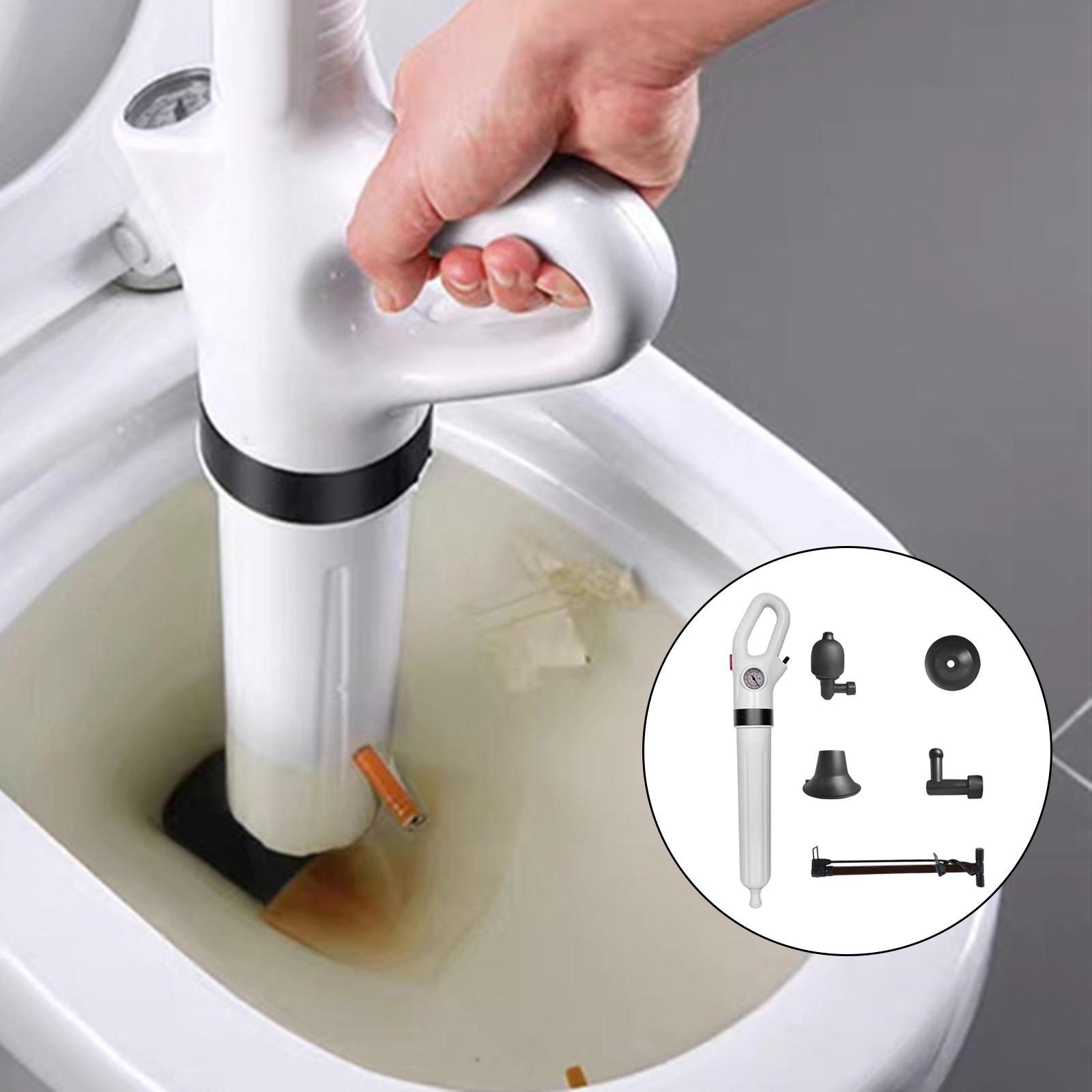 Air Drain Blaster Gun Drain Plunger Set, Multi Function 4 Interchangeable Plunger Heads