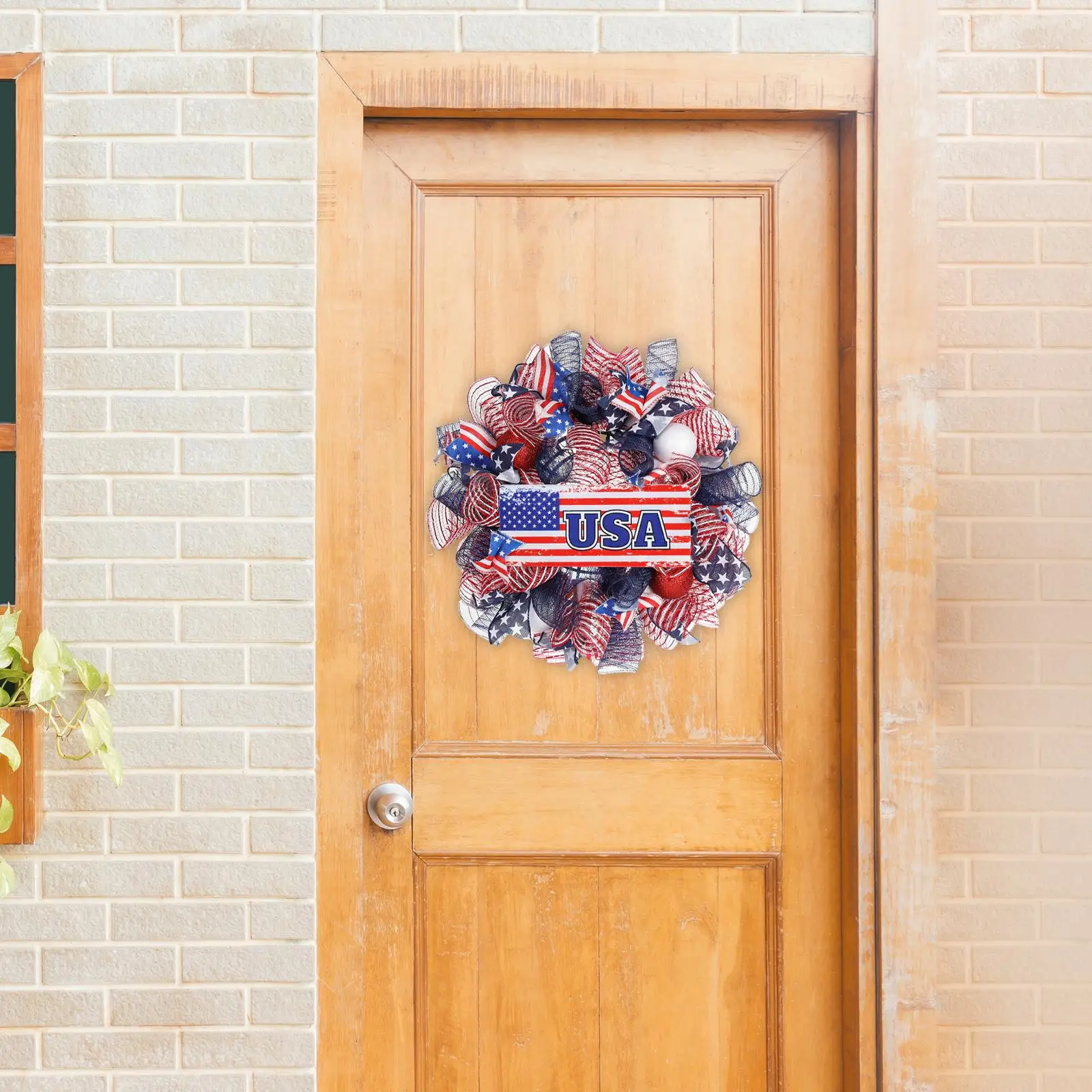Patriotic Independence Day Wreath Patriotic Door Wreath Hanging 18 inch Front Door Wreath Patriotic Wreath for Window