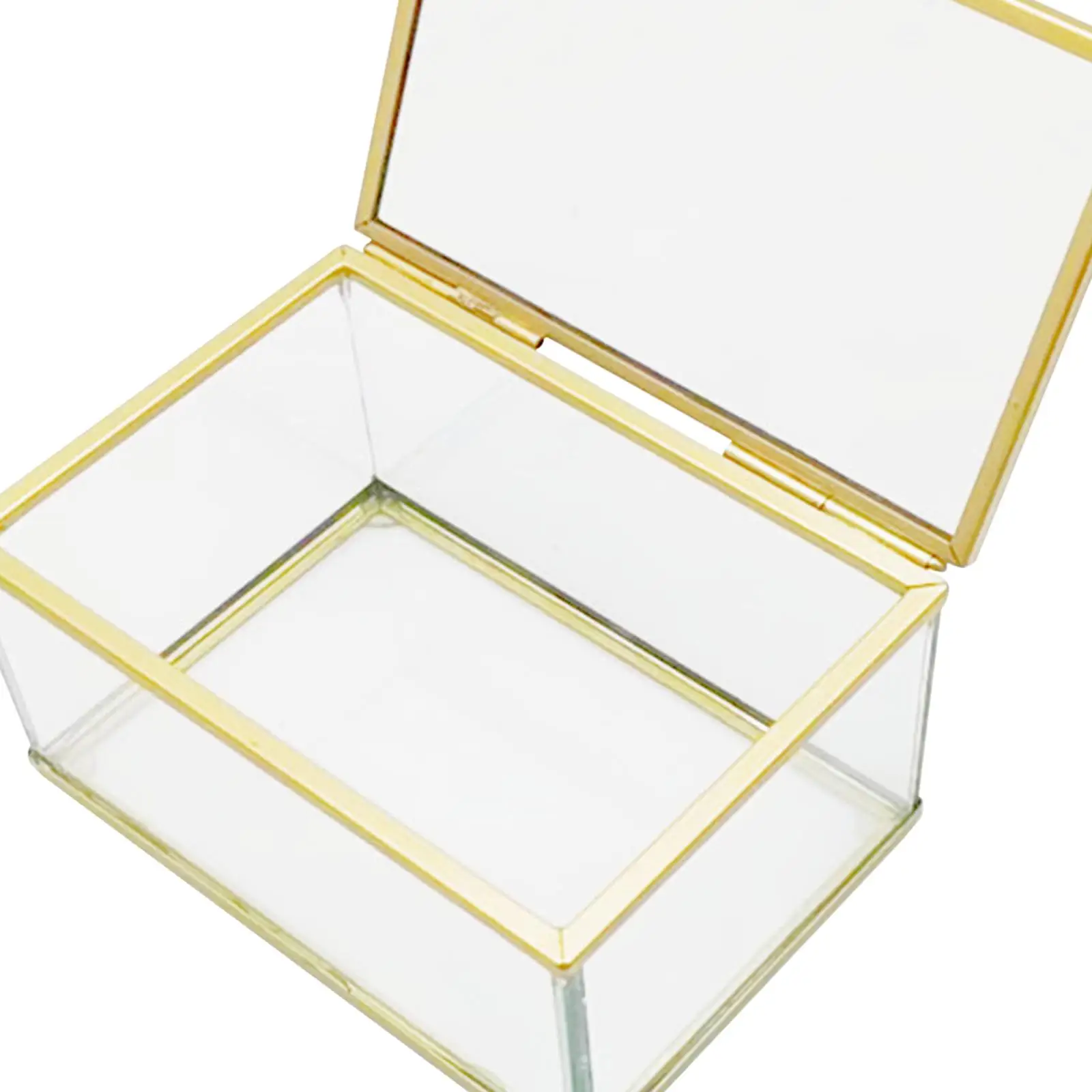 Glass Jewelry Box Keepsake Box Geometric Design Ring Earring Display Metal Frame Creative Storage Box for Wedding Birthday Gift