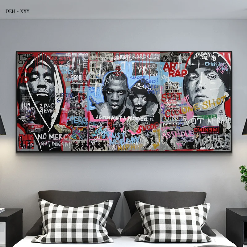 Street Graffiti Art Rapper Music Star Poster 2PAC 4Ever Picture Prints Hip  Hip Singer Canvas Painting for Living Room Decoration