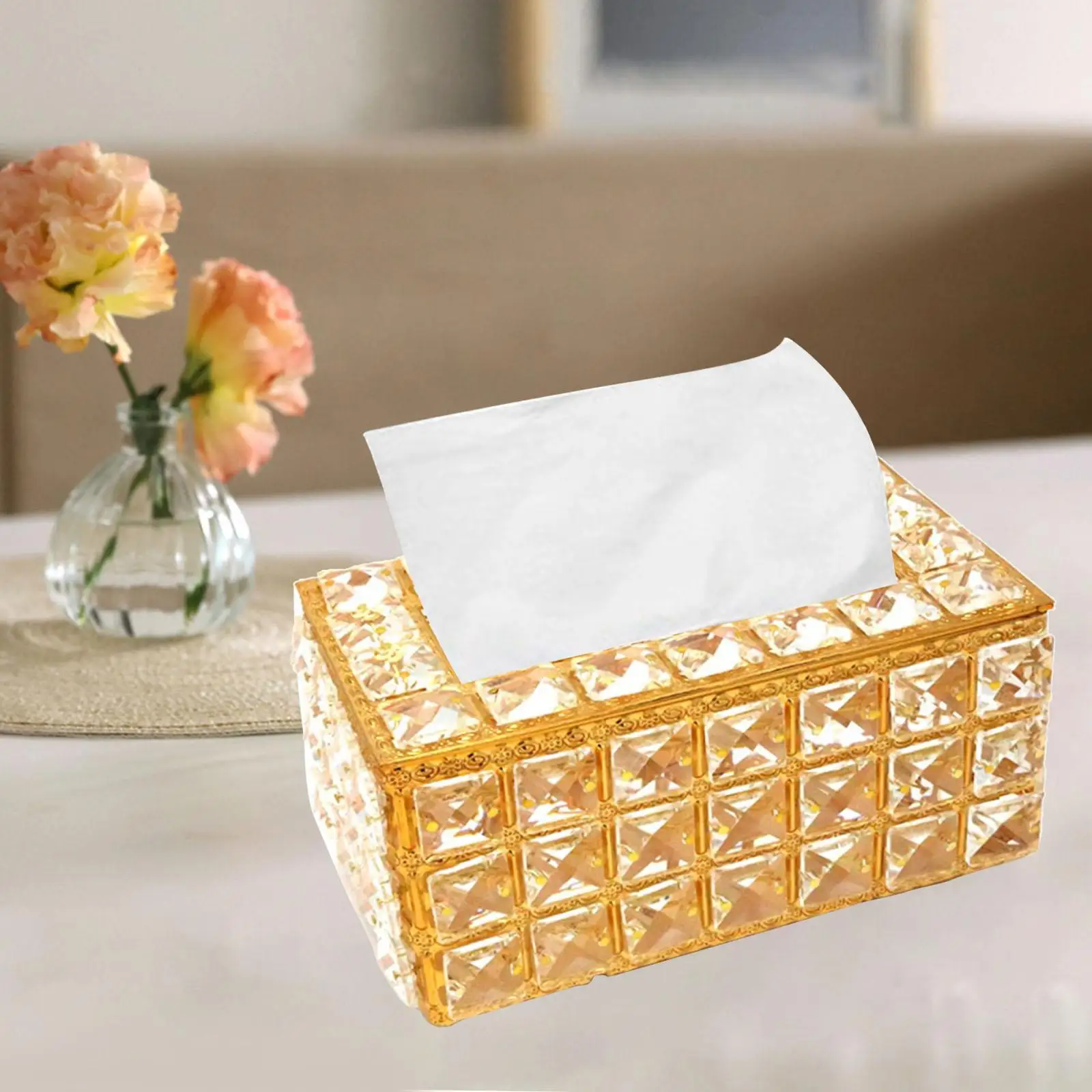 Crystal Facial Tissue Box Holder Crystal Cube Napkin Dispenser Bedroom Office Hotel Cafe Coffee House Bar