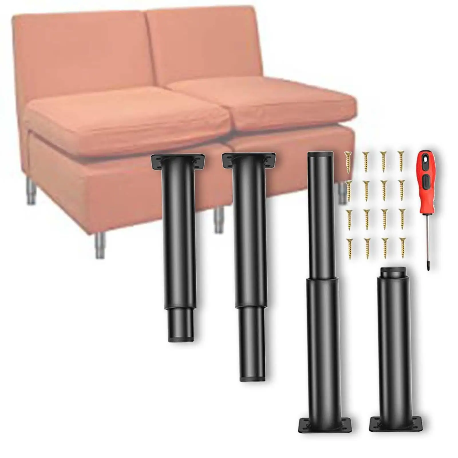 4 Pieces Metal Adjustable Leg for Table Black Adjustable Cabinet Foot Legs for Dressing Table Desks Coffee Table Furniture Sofa