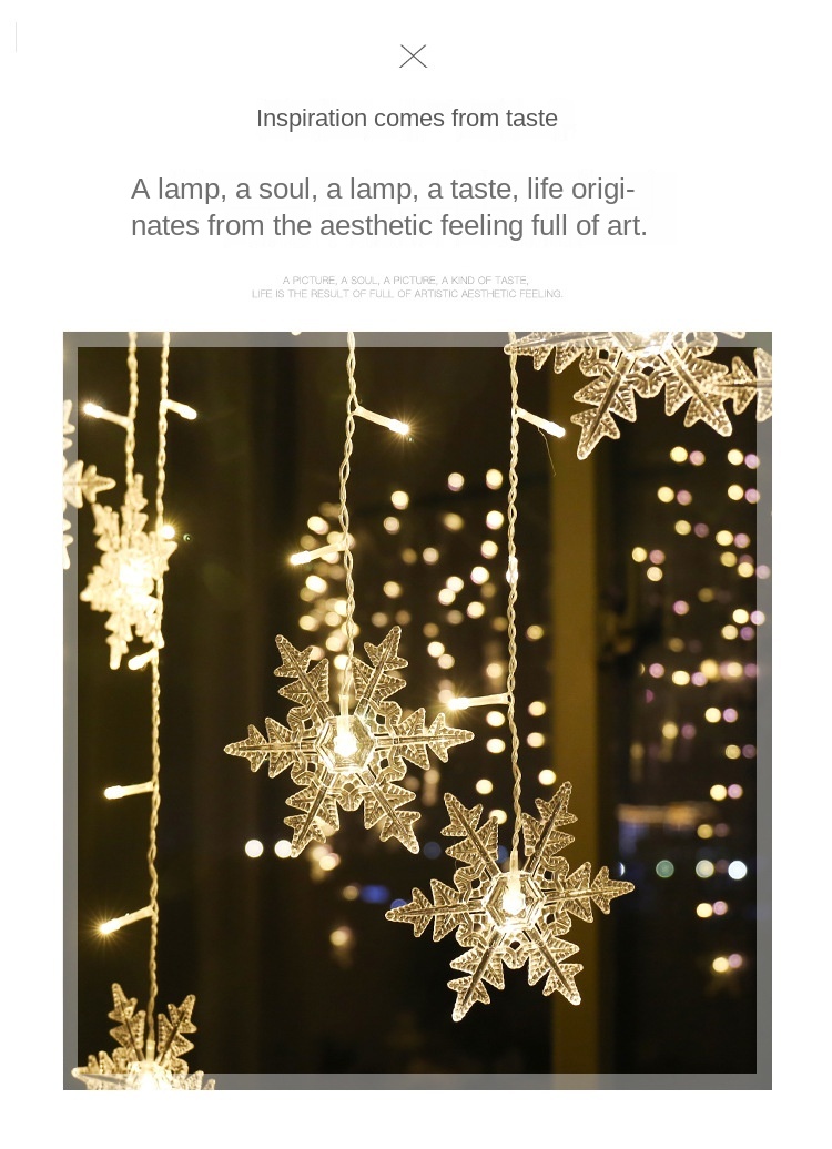3.5M Christmas Snowflake LED String Lights Flashing Fairy Curtain Garland Lights Fancy Holiday Party New Year Decoration