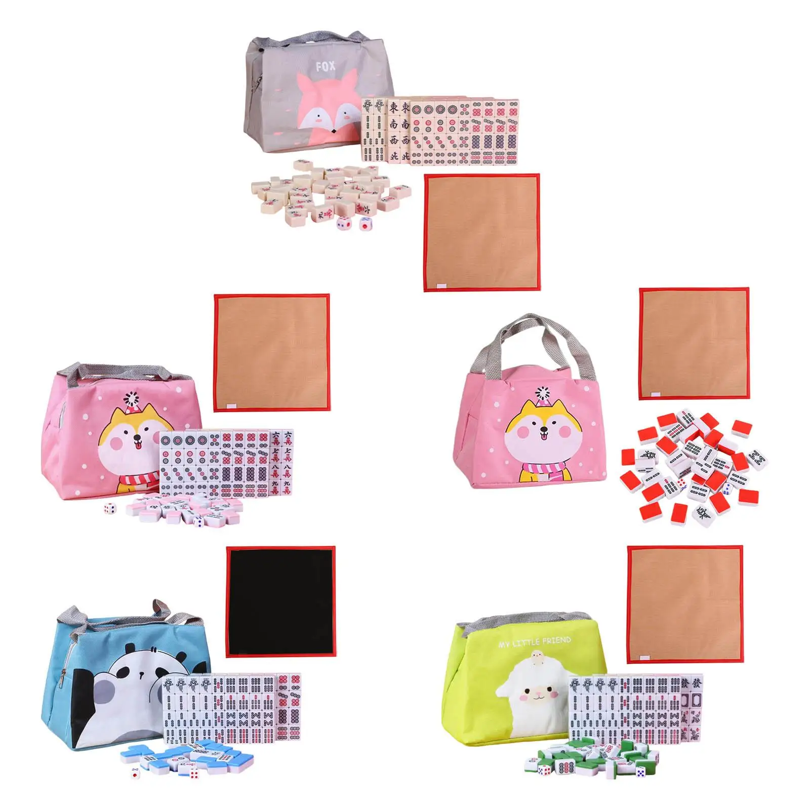 Fun Chinese Mini Mahjong Game Set with Storage Bags Board Game for Party Home