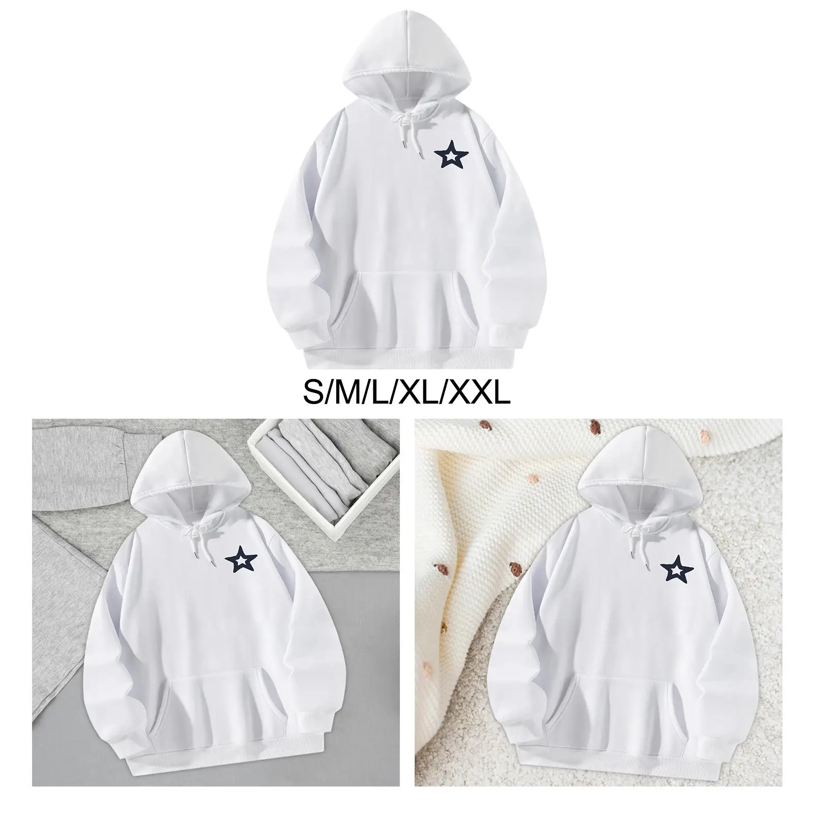 Women Hoodie White Soft Comfortable Casual Trendy Drop Shoulder Sweatshirt for Street Sports Work Going Out Spring Autumn Winter