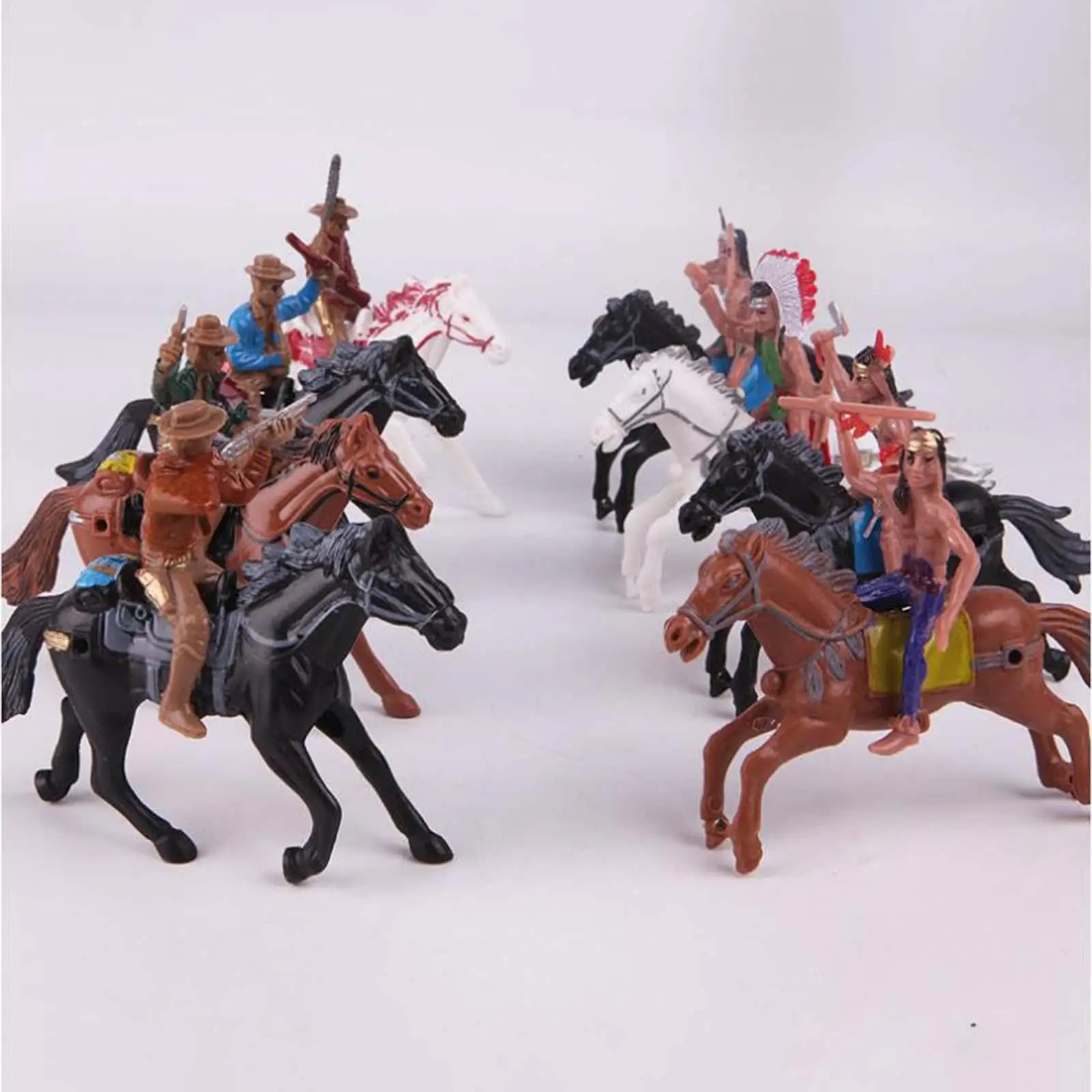 Pack of 8 Western Cowboy Figures Playset for Boys Home Decoration