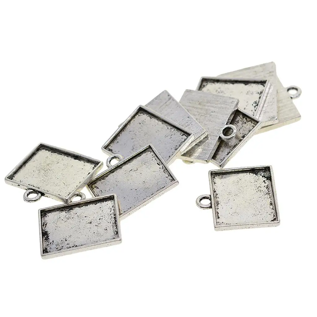 10pcs Cabochon Frames Blank Bezel Tray Base Settings Pendant for DIY Necklace Jewelry Making Findings