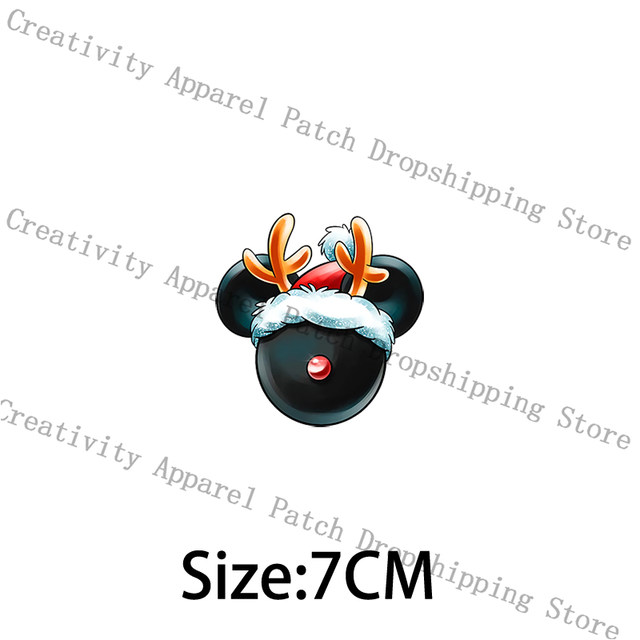 Disney Christmas Mickey Minnie Mouse Iron on Patches for Clothing DIY  Thermal Stickers for T-Shirts