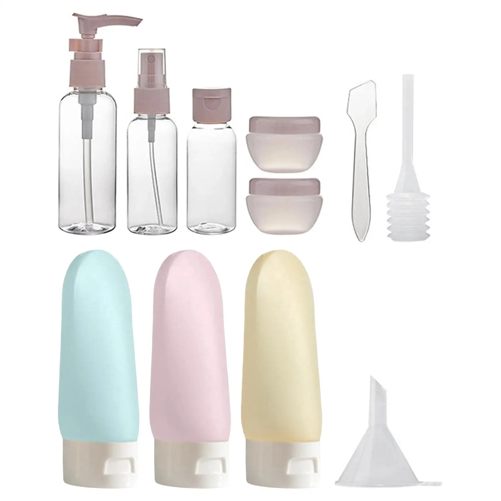 Squeezable Travel Accessories 11 Travel Bottles Refillable Shampoo Bottles Toiletries Set for Outdoor Female Child Camping Gym