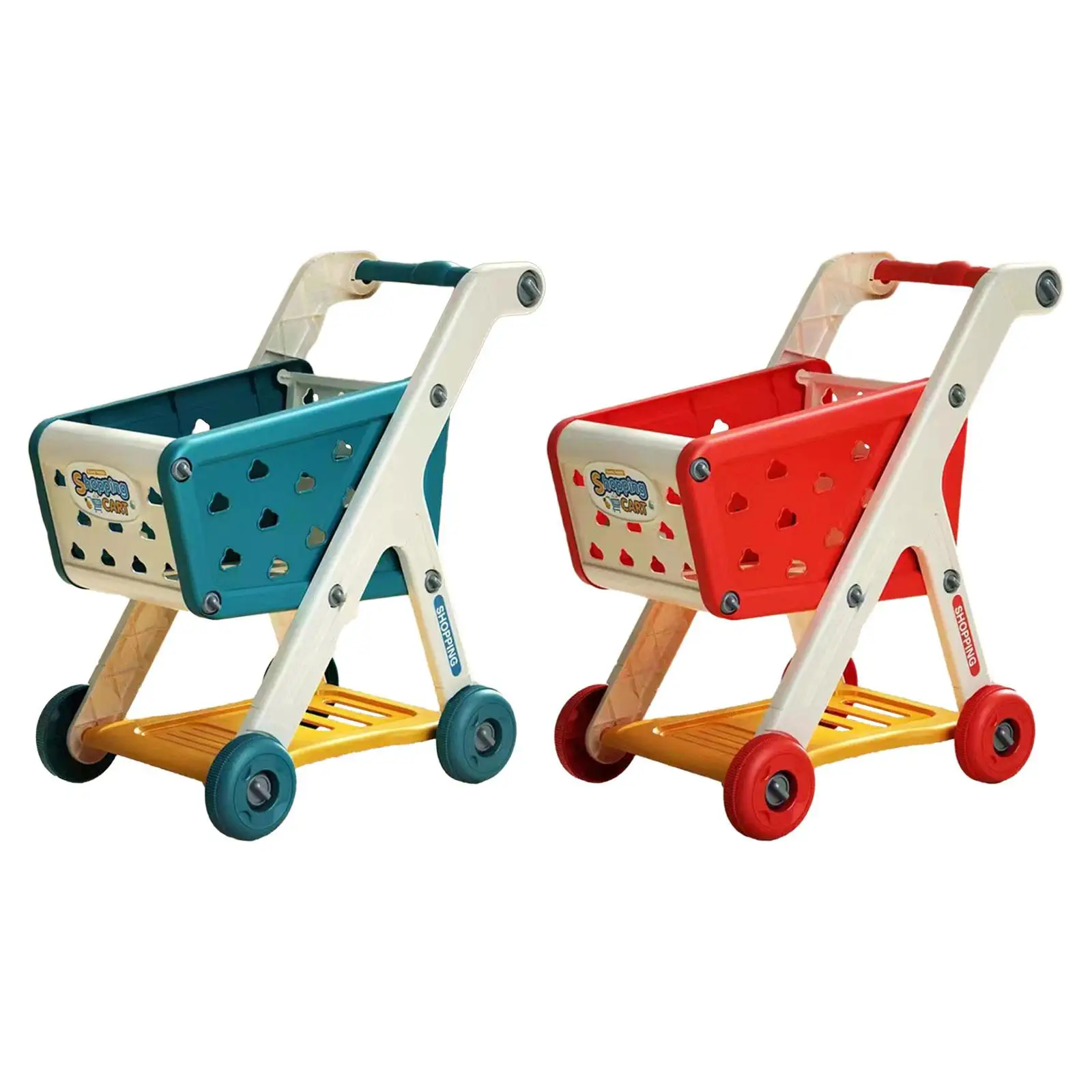 Shopping Cart Toy Easy to Push Storage Toy Pretend Play Grocery Carts Toy for Girls and Boys Baby Early Educational