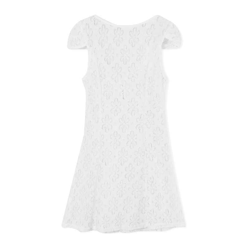 y2k Going Out Mini Lace Dress Summer Women See Through Short Sleeve V Neck Hollow Out Button Down A Line Dress Clubwear