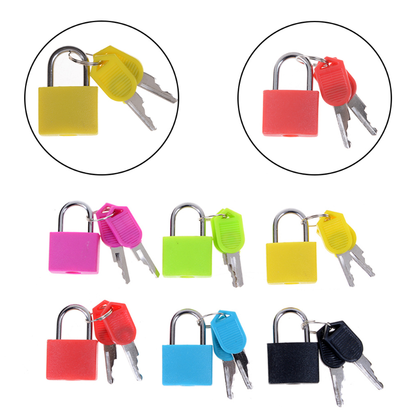 1PCS 30x23mm Small Mini Strong Steel Padlock Travel Suitcase Diary Lock With 2 Keys Colored Plastic Case Padlock Decoration