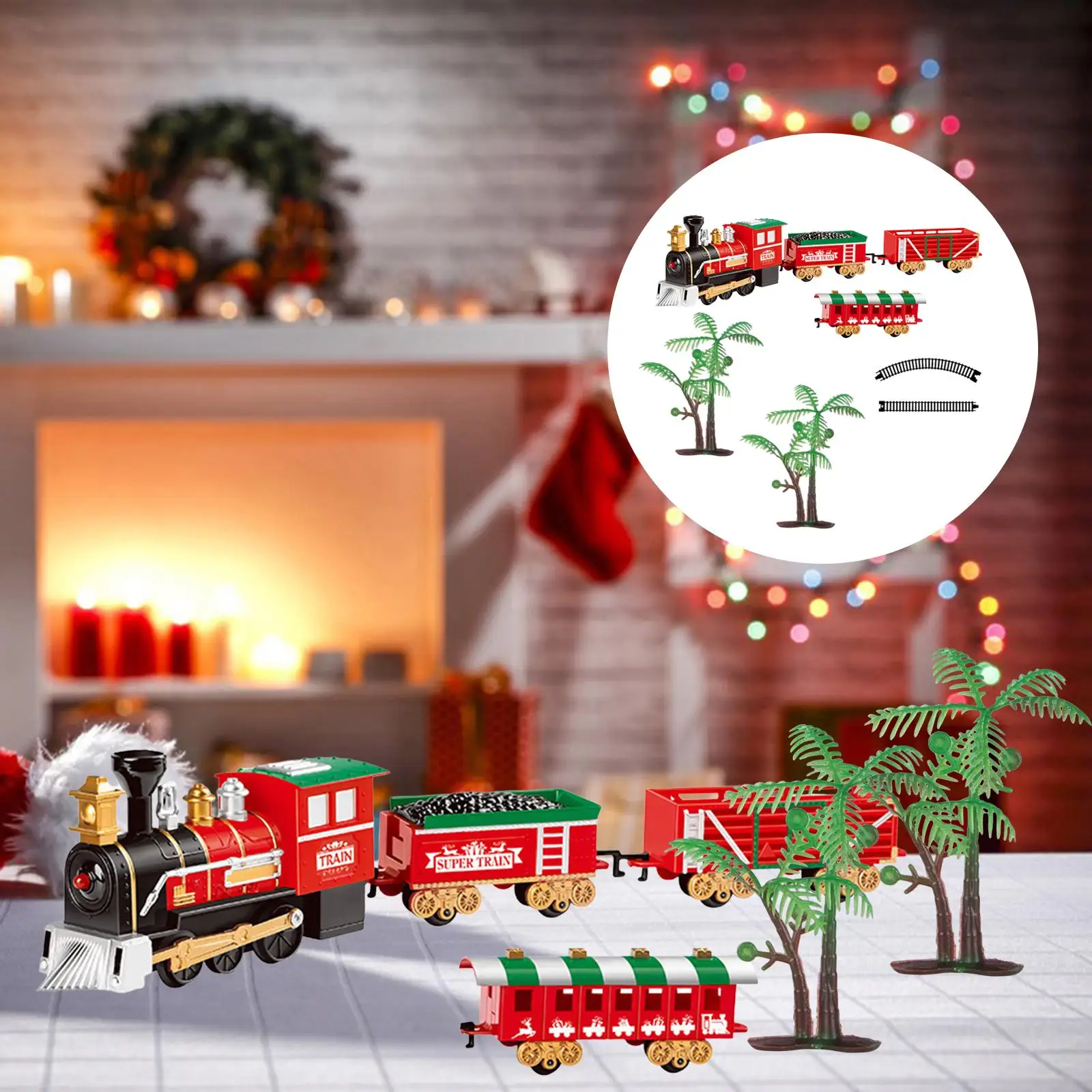 Christmas Electric Train Set Xmas Train with Accessory for Kids Gifts