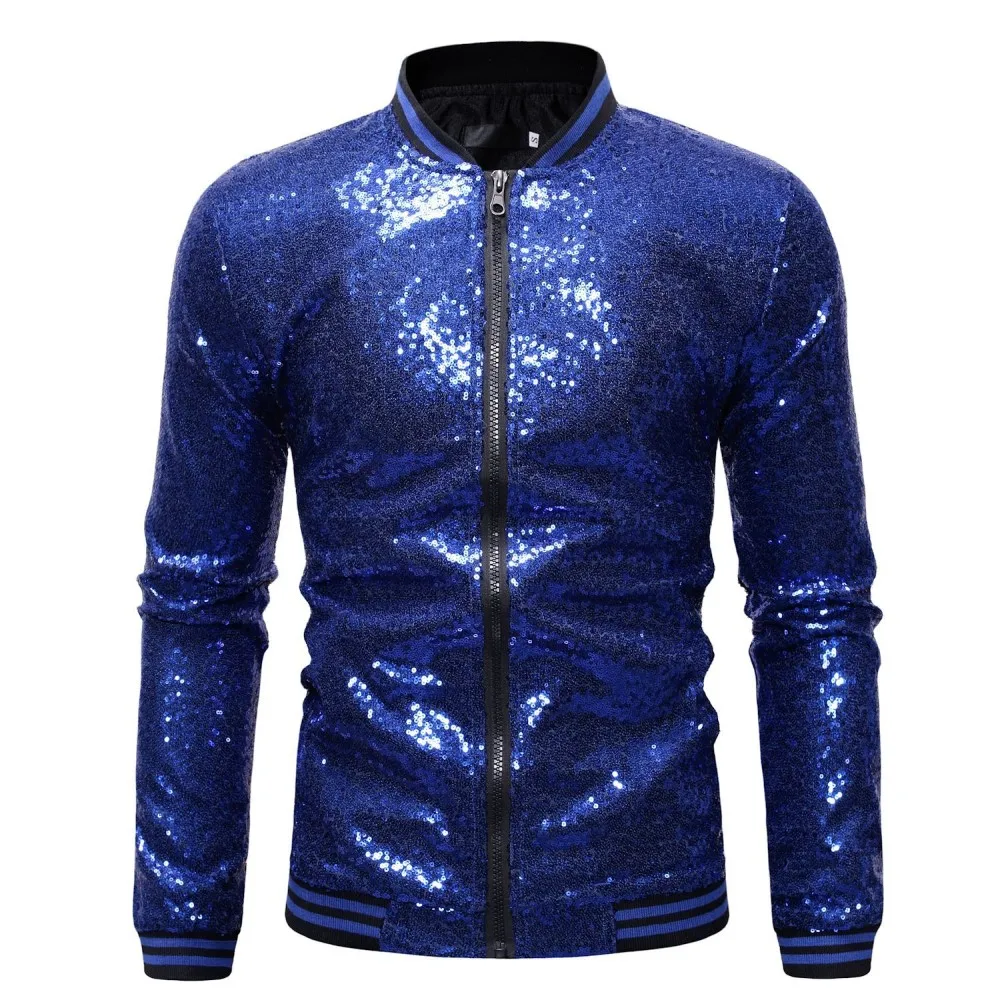 coat suit Royal Blue Sequin Nightclub Jacket Men 2022 Brand New Autumn Streetwear Mens Sequins Jackets Coats Baseball Bomber Jacket Male black bomber jacket