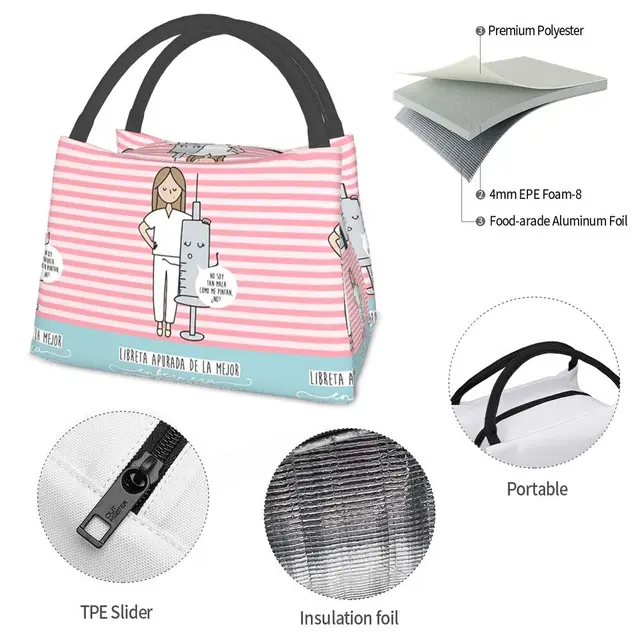 Enfermera En Apuros Doctor Nurse Lunch Box for Women Cooler Thermal Food  Insulated Lunch Bag Portable Picnic Tote Bags - AliExpress