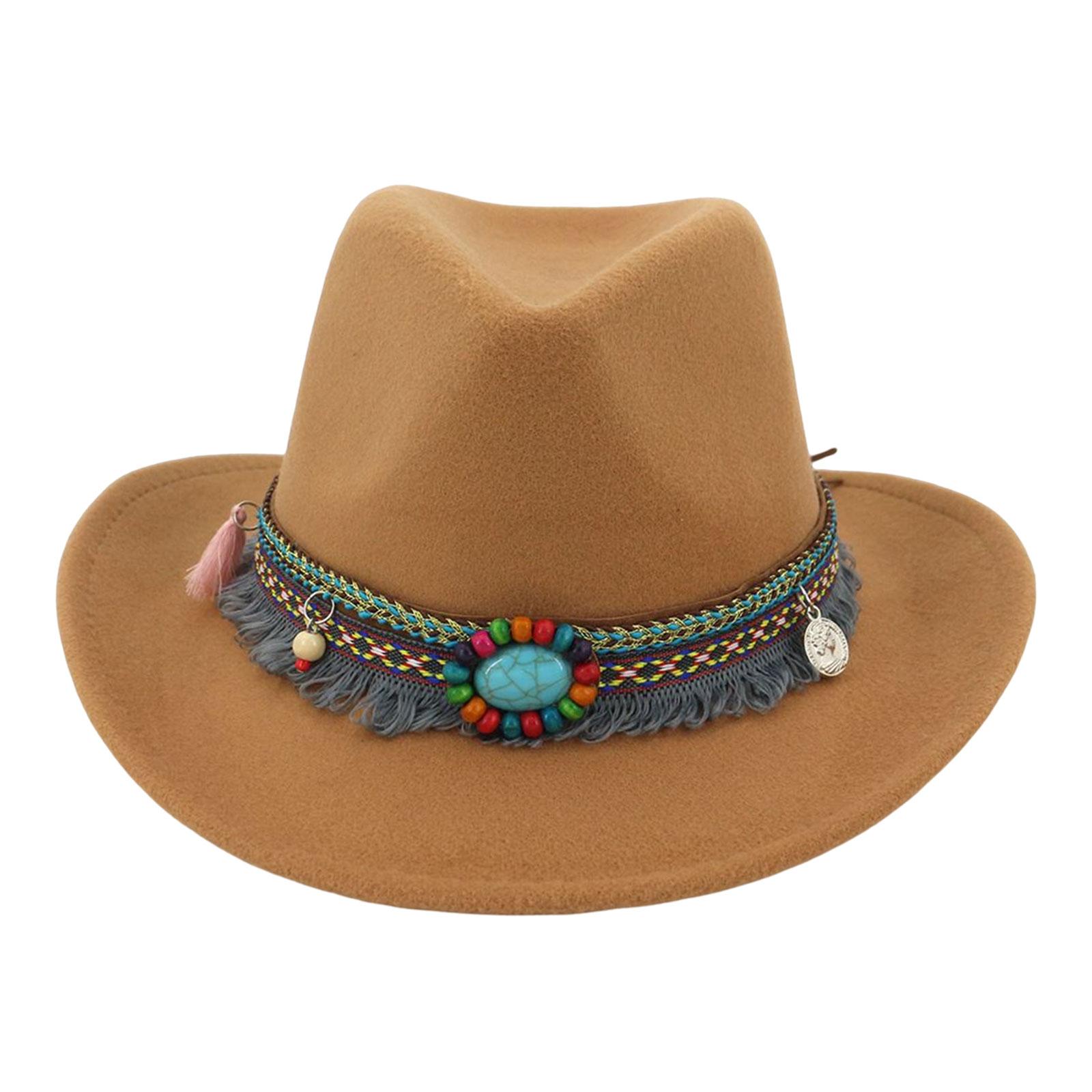 Women Men Western Cowboy Hat Fedora Hat Sun Hat for Festival party