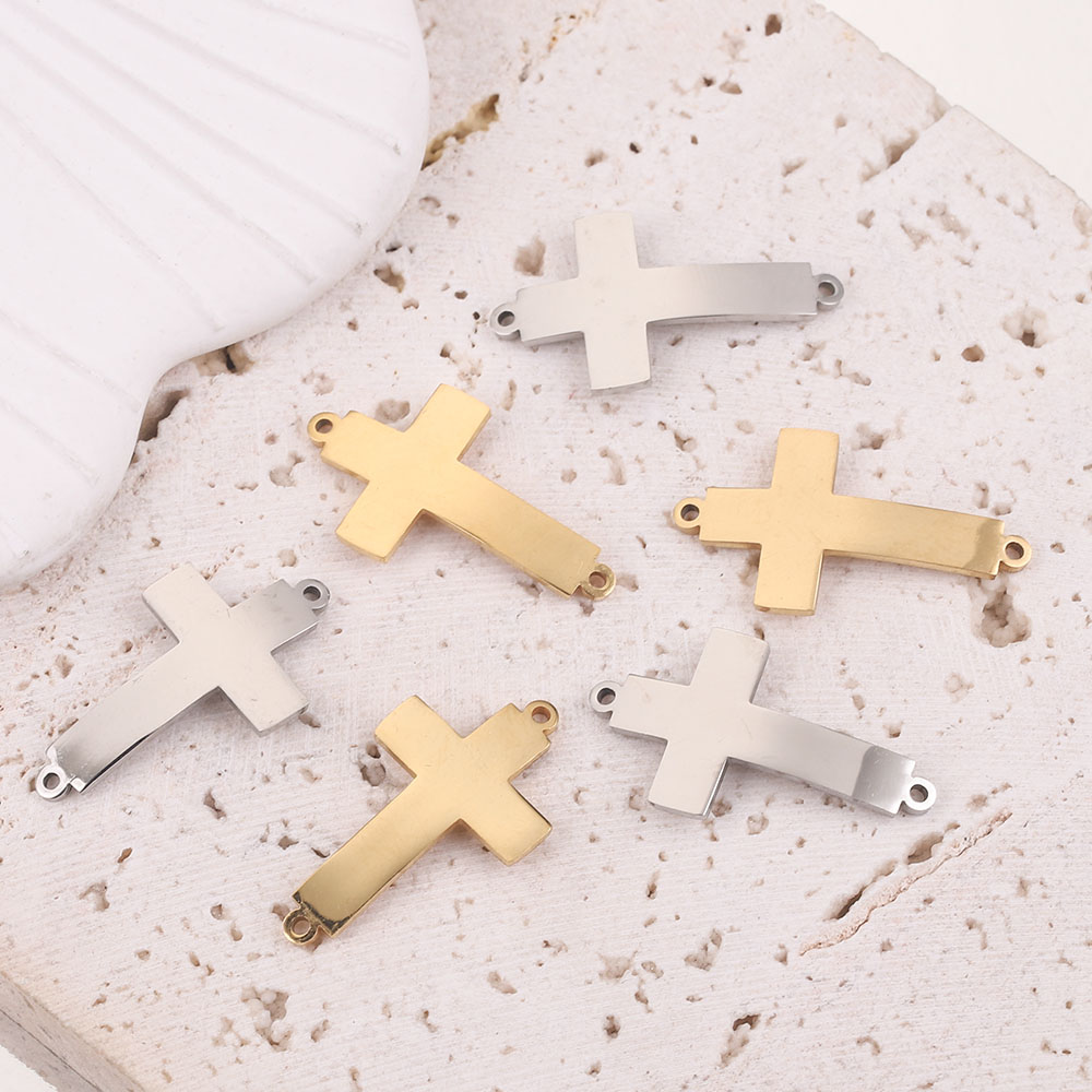 5 stücke Gold-Platte Edelstahl Biegen Kreuz Charme Stecker Doppel Loch Schmuck Machen Liefert Schmuck Erkenntnisse Anhänger – Detail 8