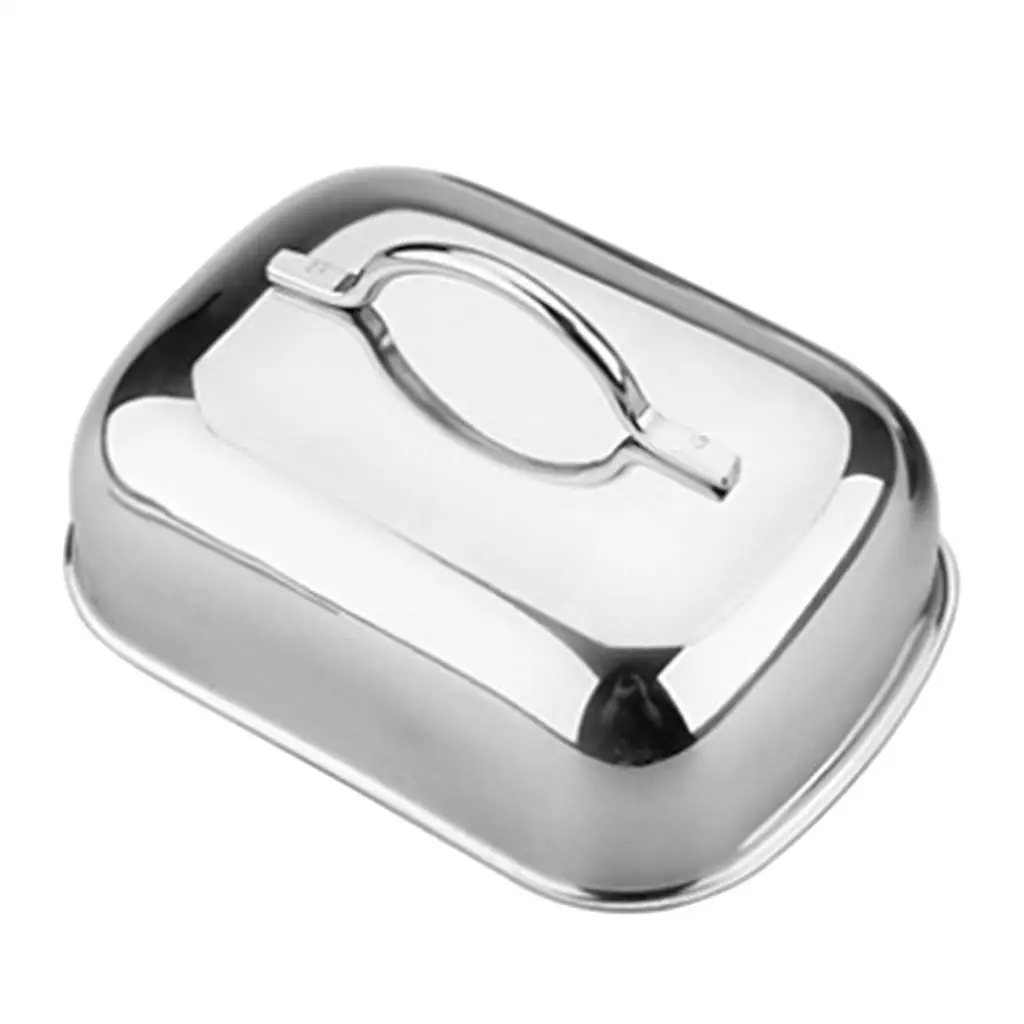 Stainless   Keeper Container, Cake Fruit Cheese Butter Serving Tray Silver