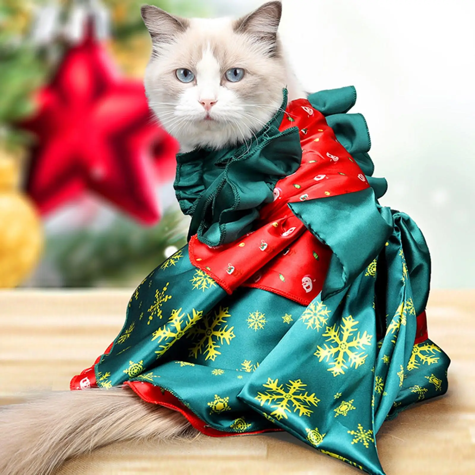 Pet Christmas Costume Funny Cat Santa Outfit with Big Bowknot for Cats Dogs Party Dress up Clothes New Year Party Supplies