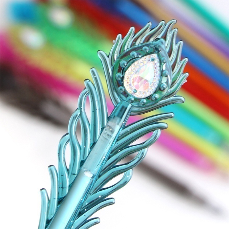 4 Stücke Schreibwaren Cartoon Schöne Pfauenfedern Stift 0,38mm Gel Stift Bunte Signierstift Schöne Geschenke Zufällig – Detail 7