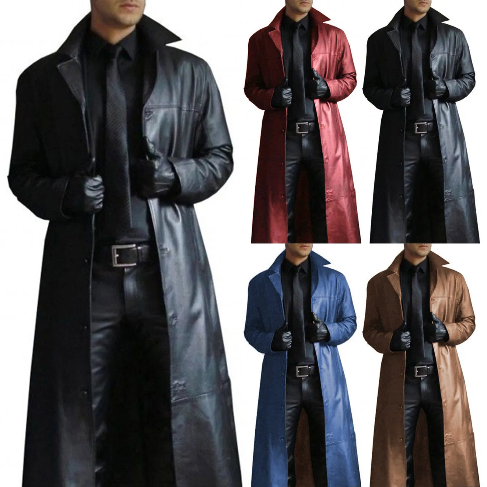 Tanio Skórzany trencz nowy płaszcz typu Trench płaszcze mężczyźni Jaqueta sklep