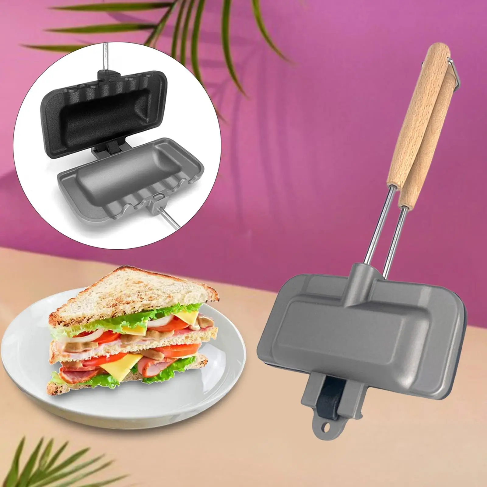 Nonstick Sandwich Maker with Handle Baking Pan for Home Restaurant