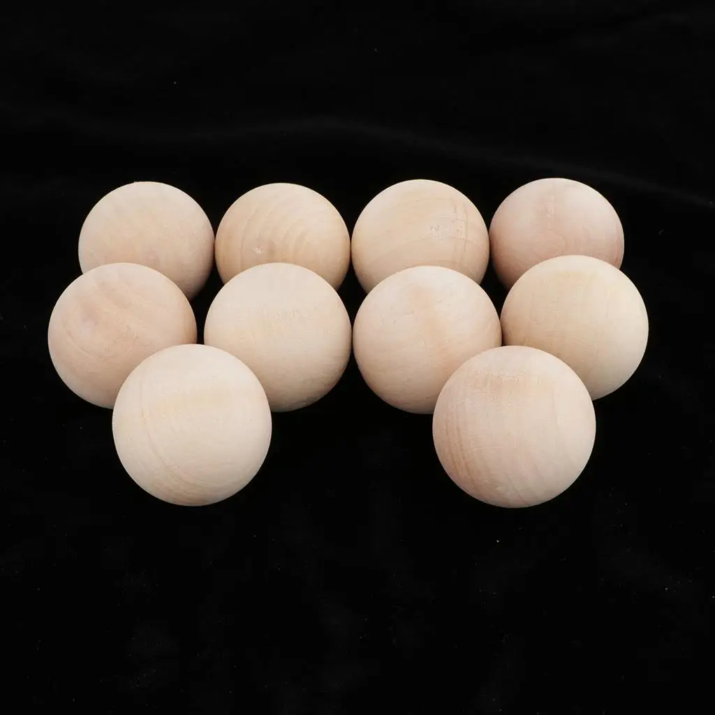 10x Hardwood Balls Solid Natural Beech Wooden Balls Beads Crafts Making 40mm