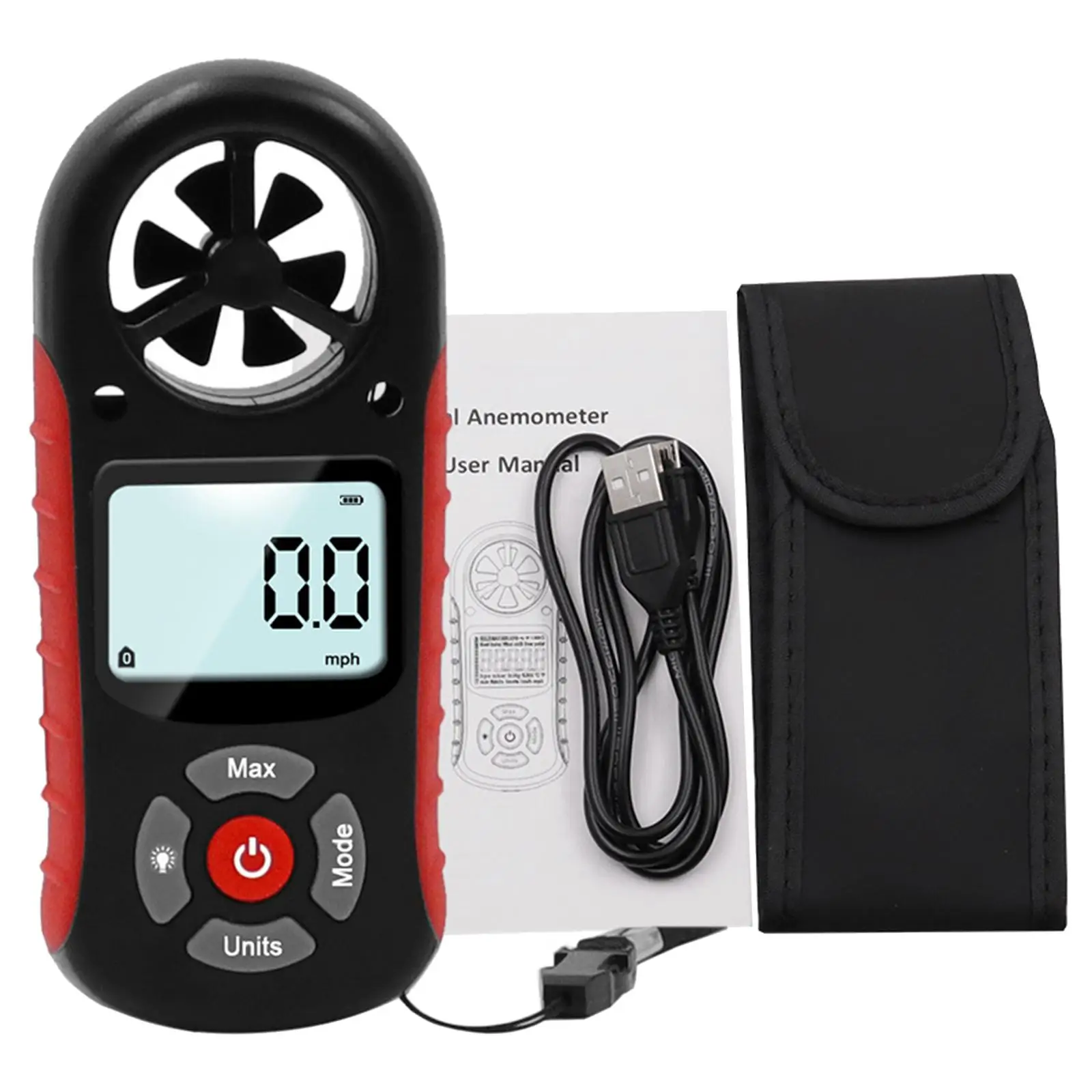 Protable 8 in  Anemometer Wind Speed Meter for Measuring Atmospheric Pressure Heat Index Wind Chill Index