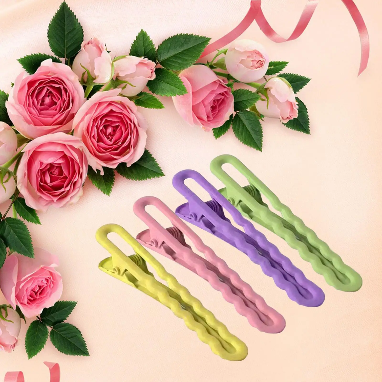 4Pcs Snap Hair Pins Metal Barrettes Cute Candy Color Tool Cream Hair Clips for Women Girls Party Wedding Gift