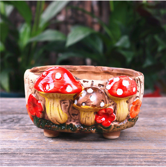 Colorful Mushroom Plant Pot