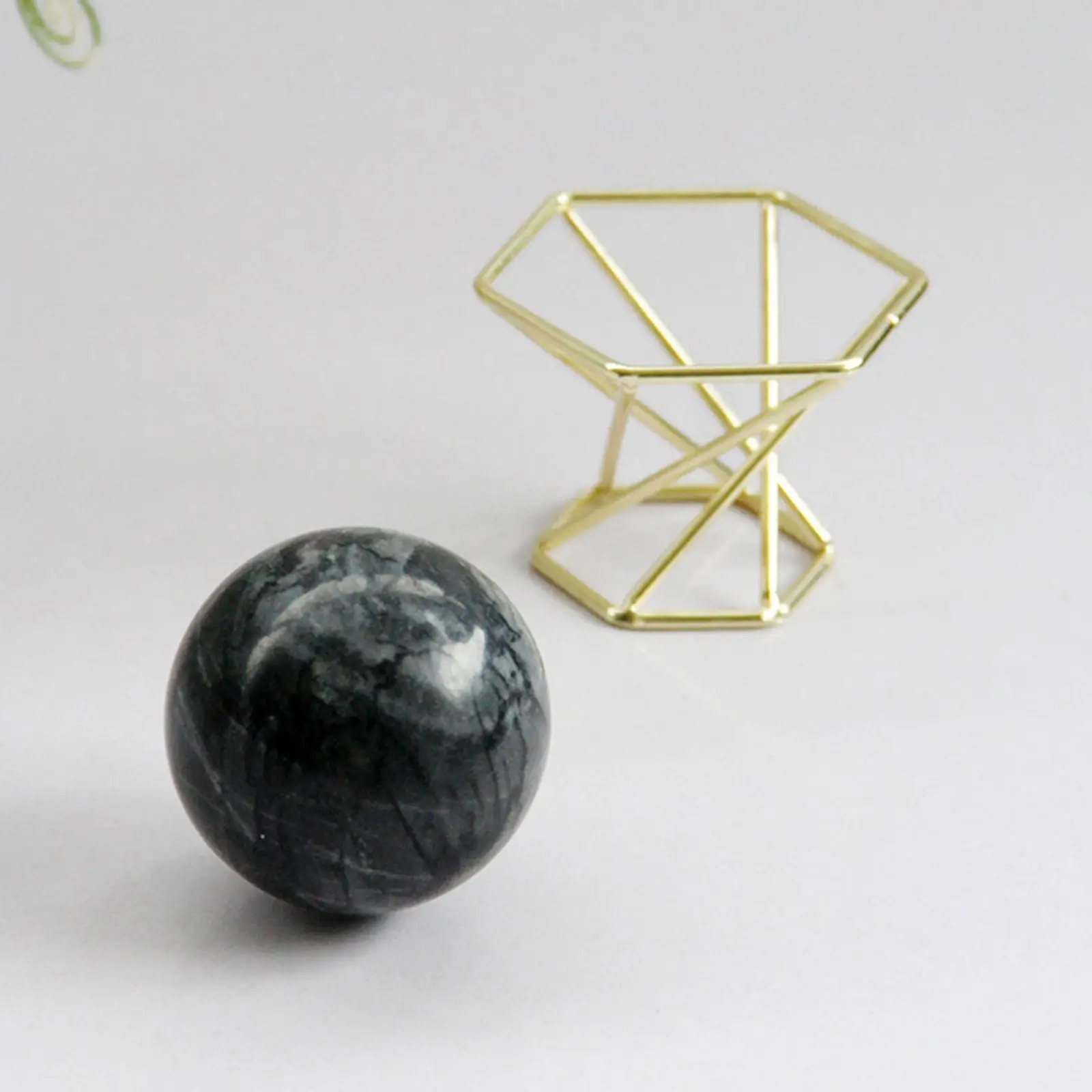 50mm Black Marble Ball with Metal Stand Stone for Decoration