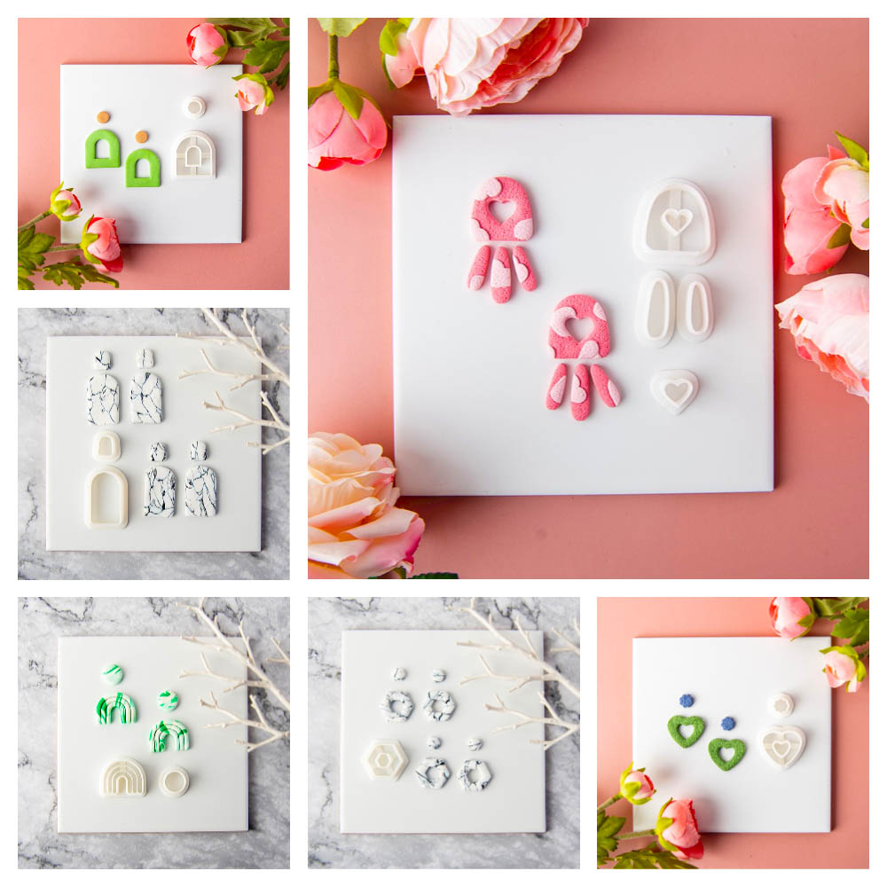 Unregelmäßige geometrische Form weiche Keramik Polymer Clay Cutter Ellipse Hohl ohrringe geschnitten Form Ohrring Schmuck Anhänger Herstellung Werkzeuge – Detail 3