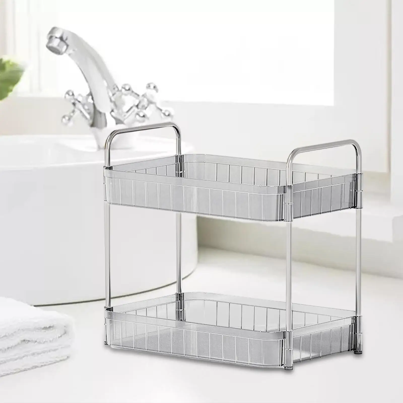 Drain Rack Double Layer Cosmetic Holder Stainless Steel Pipe for Dorm Home